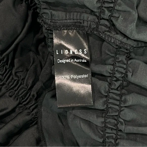 LIONESS NWT Guccio Mini Dress in Onyx Black Small Ruched Stretchy LBD - Picture 7 of 8